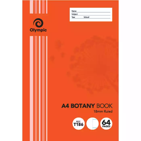 Picture of OLYMPIC T186I BOTANY BOOK 18MM RULED 55GSM 64 PAGE A4