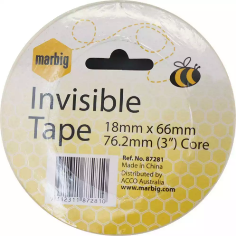 Picture of MARBIG INVISIBLE TAPE 18MM X 66M 76.2MM CORE