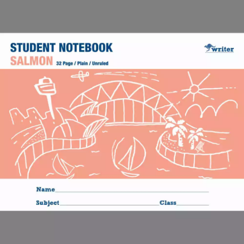 Picture of WRITER STUDENT NOTEBOOK PLAIN 32 PAGE 250 X 175MM SALMON