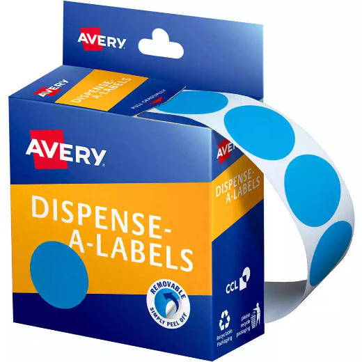 Picture of AVERY 937276 ROUND LABEL DISPENSER 24MM LIGHT BLUE BOX 500