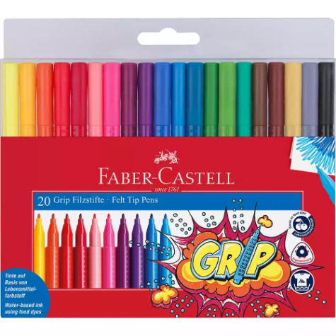 Picture of FABER-CASTELL GRIP FELT TIP MARKERS ASSORTED PACK 20