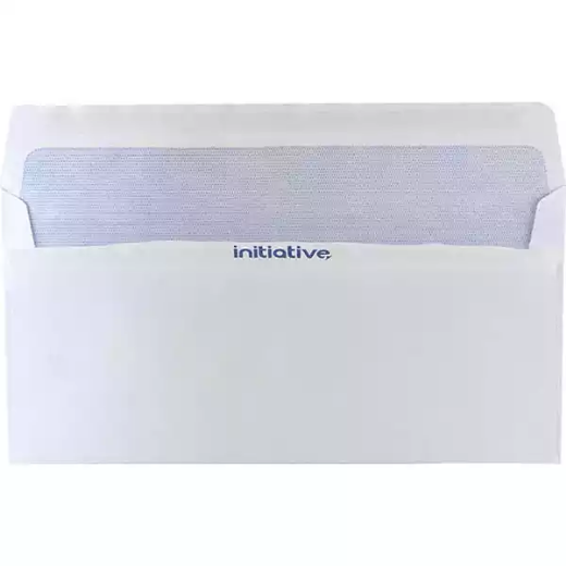 Picture of INITIATIVE DL ENVELOPES SECRETIVE WALLET PLAINFACE SELF SEAL 80GSM 110 X 220MM WHITE BOX 500