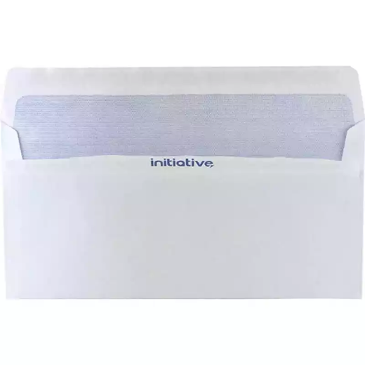 Picture of INITIATIVE DL ENVELOPES SECRETIVE WALLET PLAINFACE SELF SEAL 80GSM 110 X 220MM WHITE BOX 500