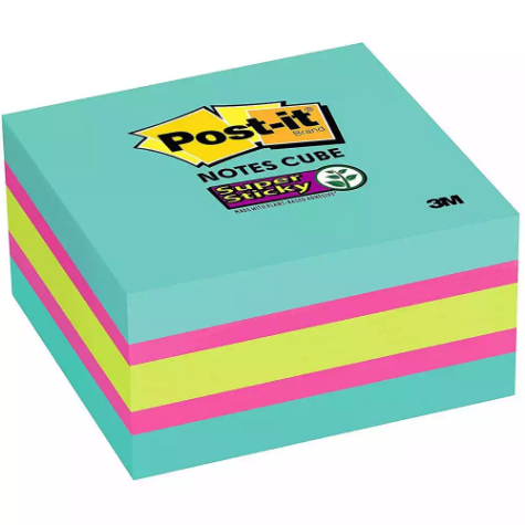 Picture of POST-IT 2027-SSAFG SUPER STICKY MEMO CUBE 76 X 76MM ASSORTED COLOURS