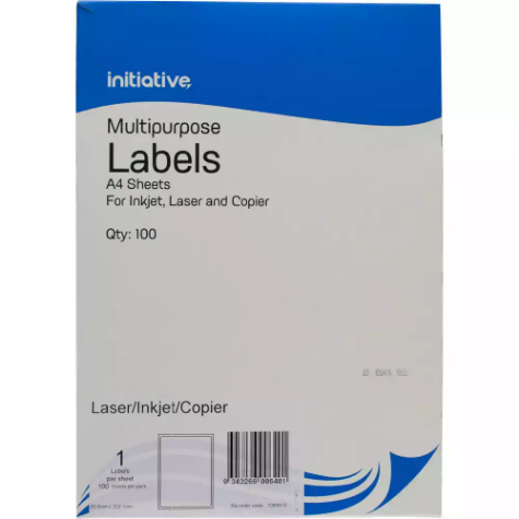 Picture of INITIATIVE MULTI-PURPOSE LABELS 1UP 199.6 X 289.1MM PACK 100