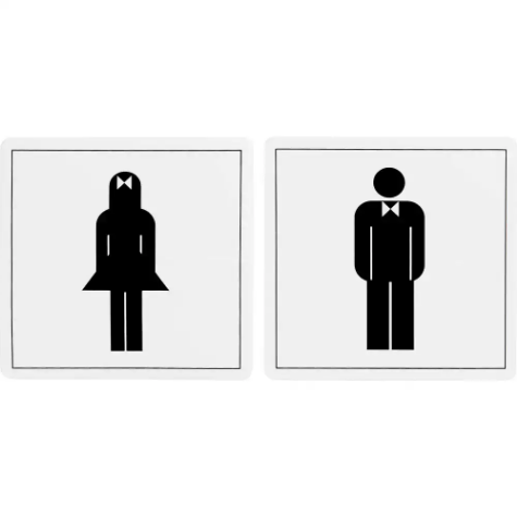 Picture of APLI SELF ADHESIVE SIGN MALE/FEMALE 114MM BLACK/WHITE PACK 2