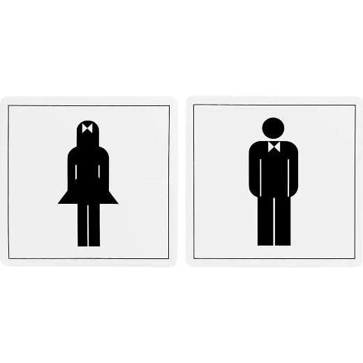 Picture of APLI SELF ADHESIVE SIGN MALE/FEMALE 114MM BLACK/WHITE PACK 2