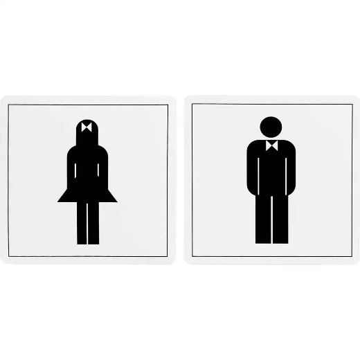 Picture of APLI SELF ADHESIVE SIGN MALE/FEMALE 114MM BLACK/WHITE PACK 2