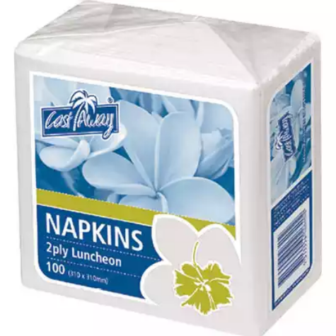 Picture of CASTAWAY LUNCHEON NAPKINS WHITE 2-PLY 310 X 310MM WHITE PACK 100