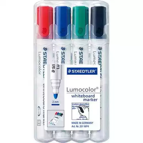 Picture of STAEDTLER 351 LUMOCOLOR WHITEBOARD MARKER BULLET ASSORTED WALLET 4