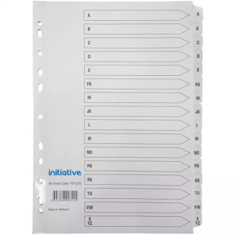 Picture of INITIATIVE INDEX DIVIDERS A4 A-Z TAB WHITE