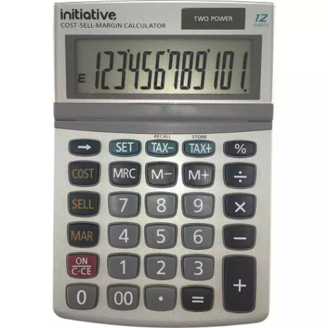 Picture of INITIATIVE DESKTOP CALCULATOR 12 DIGIT DUAL POWERED SMALL GREY