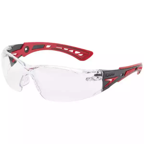 Picture of BOLLE SAFETY RUSH PLUS SAFETY GLASSES RED AND BLACK ARMS CLEAR LENS