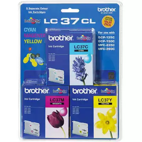 Picture of BROTHER LC37CL3PK INK CARTRIDGE VALUE PACK CYAN/MAGENTA/YELLOW