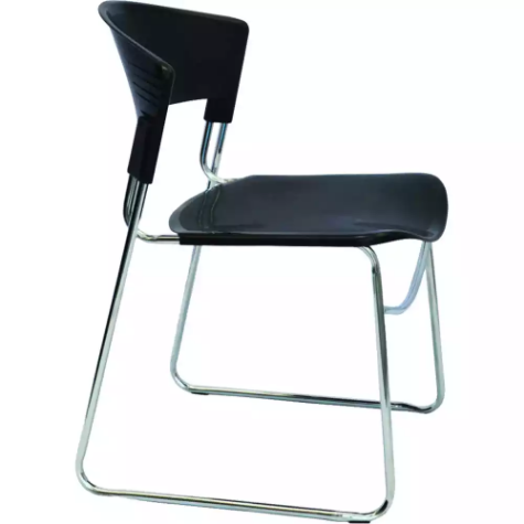 Picture of RAPIDLINE ZOLA CHAIR PLASTIC STACKING LINKING CHROME FRAME BLACK