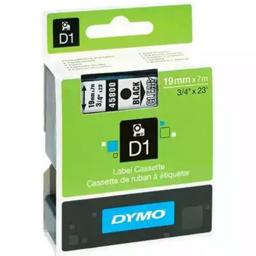 Picture of DYMO 45800 D1 LABELLING TAPE 19MM X 7M BLACK ON CLEAR