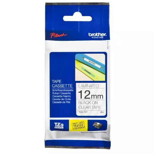 Picture of BROTHER TZE-131 LAMINATED LABELLING TAPE 12MM BLACK ON CLEAR