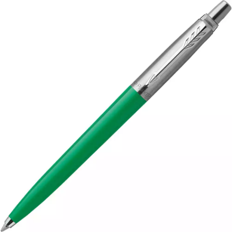 Picture of PARKER JOTTER ORIGINALS BALLPOINT PEN MEDIUM BLUE INK MEDIUM STAINLESS STEEL / GREEN TRIM