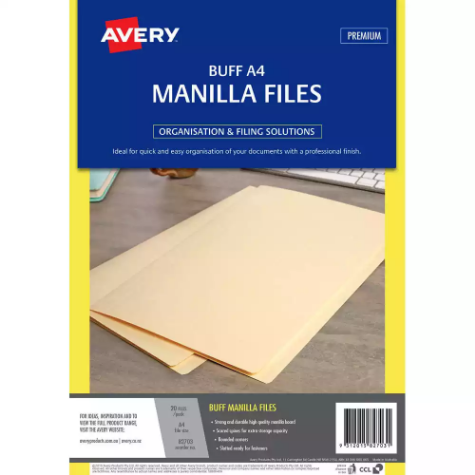 Picture of AVERY 82703 MANILLA FOLDER A4 BUFF PACK 20