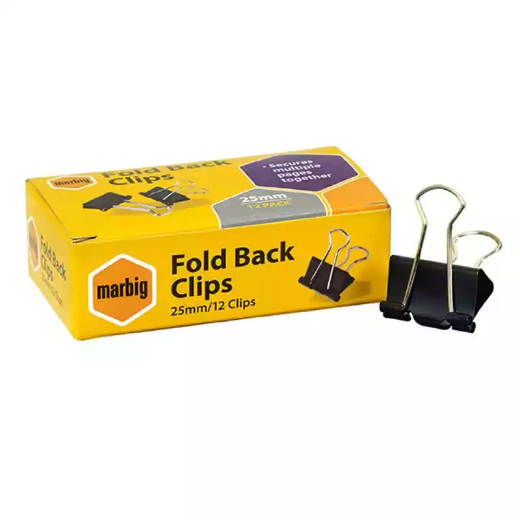 Picture of MARBIG FOLDBACK CLIP 25MM BOX 12