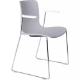Picture of DAL ACTI CHAIR SLED BASE ARMS WHITE ARM-PADS AND CHROME FRAME LIGHT GREY POLYPROP SHELL