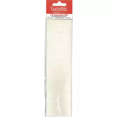 Picture of CRYSTALFILE RECTANGULAR INSERTS BLANK WHITE PACK 52