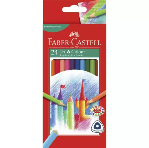 Picture of FABER-CASTELL TRIANGULAR COLOUR PENCILS ASSORTED PACK 24