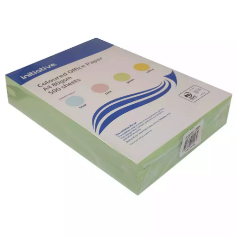 Picture of INITIATIVE COLOURS COPY PAPER 80GSM A4 GREEN PACK 500 SHEETS