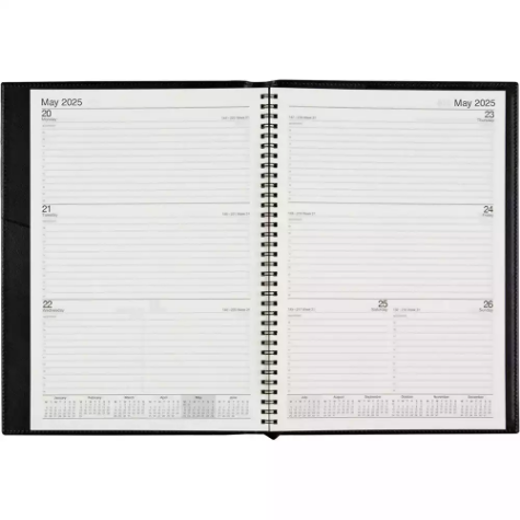 Picture of CUMBERLAND NORWICH 47S SPIRAL DIARY PVC WEEK TO VIEW A4 BLACK