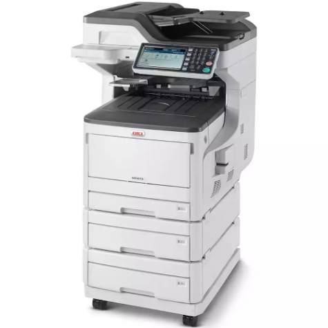 Picture of OKI MC873DNX MULTIFUNCTION COLOUR LASER PRINTER DUPLEX, NETWORKED, 2ND/3RD PAPER TRAYS, CASTER BASE A3