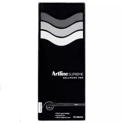 Picture of ARTLINE SUPREME BALLPOINT PEN 1.0MM BLACK BOX 12