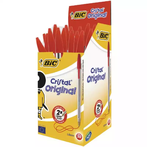 Picture of BIC CRISTAL BALLPOINT PENS MEDIUM RED BOX 50