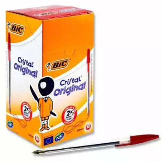 Picture of BIC CRISTAL BALLPOINT PENS MEDIUM RED BOX 50