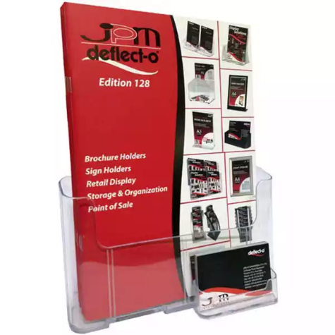 Picture of DEFLECTO BROCHURE HOLDER WITH BUSINESS CARD HOLDER A4 CLEAR