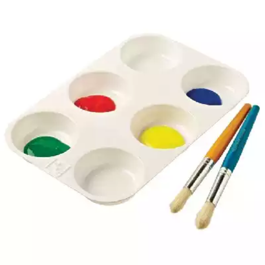 Picture of EDUCATIONAL COLOURS PAINT PALETTE RECTANGULAR PLASTIC 6-WELL WHITE