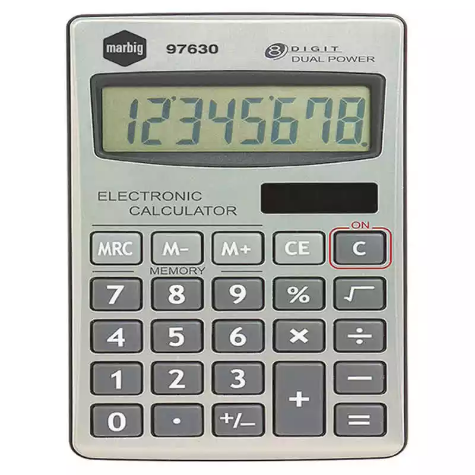 Picture of MARBIG CALCULATOR HANDHELD 8 DIGIT SILVER