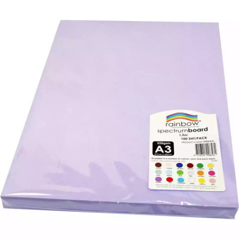 Picture of RAINBOW SPECTRUM BOARD 220GSM A3 LILAC PACK 100