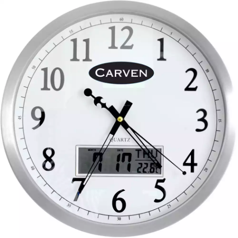 Picture of CARVEN WALL CLOCK WITH LED DATE 350MM ALUMINIUM FRAME