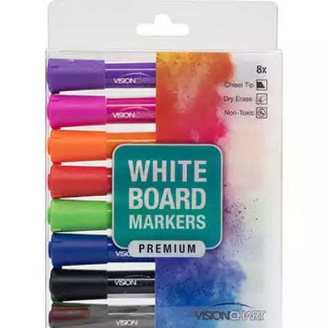 Picture of VISIONCHART WHITEBOARD MARKER CHISEL ASSORTED PACK 8