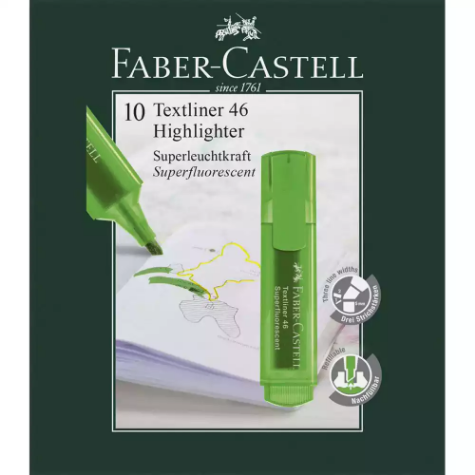 Picture of FABER-CASTELL TEXTLINER ICE HIGHLIGHTER CHISEL GREEN BOX 10