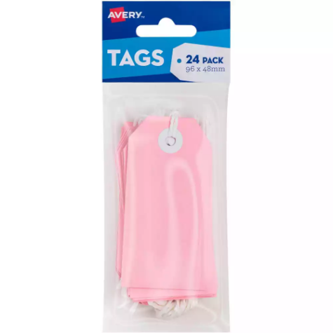 Picture of AVERY 13201 SWING TAGS WITH STRING 96 X 48MM PINK PACK 24