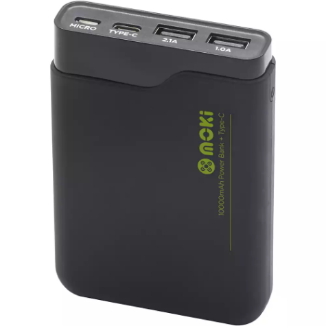 Picture of MOKI POWERBANK 10000MAH USB-A AND USB-C BLACK