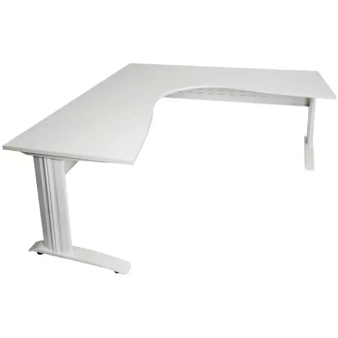 Picture of RAPID SPAN CORNER WORKSTATION WITH METAL MODESTY PANEL 1500 X 1500 X 700MM NATURAL WHITE/WHITE