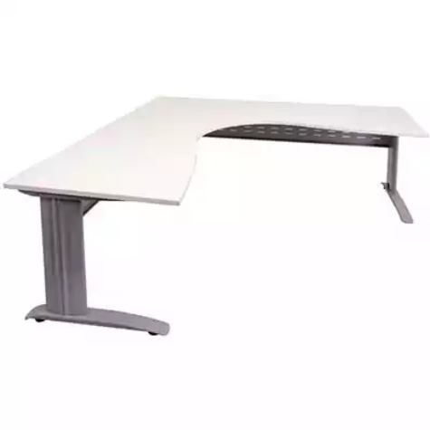 Picture of RAPID SPAN CORNER WORKSTATION WITH METAL MODESTY PANEL 1800 X 1500 X 700MM NATURAL WHITE/SILVER