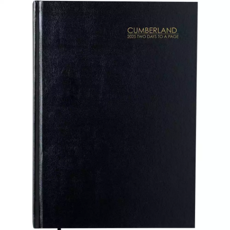 Picture of CUMBERLAND 40CBK CASEBOUND DIARY 2 PAGE TO DAY A4 BLACK