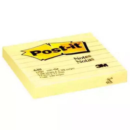 Picture of POST-IT 630SS LINED NOTES 76 X 76MM YELLOW