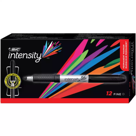 Picture of BIC INTENSITY PERMANENT MARKER BULLET FINE BLACK BOX 12