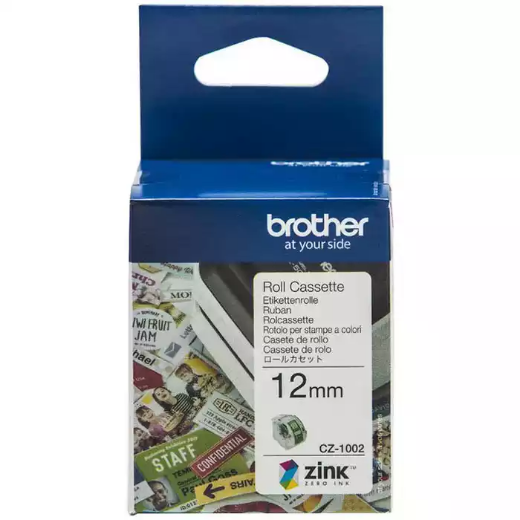 Picture of BROTHER CZ1002 LABEL ROLL 12MM X 5M WHITE