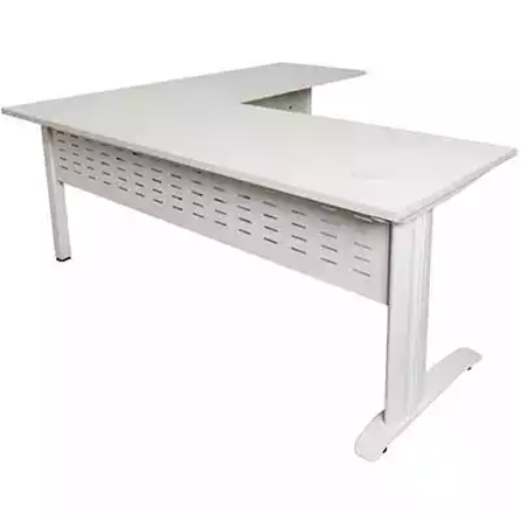 Picture of RAPID SPAN DESK AND RETURN WITH METAL MODESTY PANEL 1800 X 700MM / 1100 X 600MM WHITE/WHITE