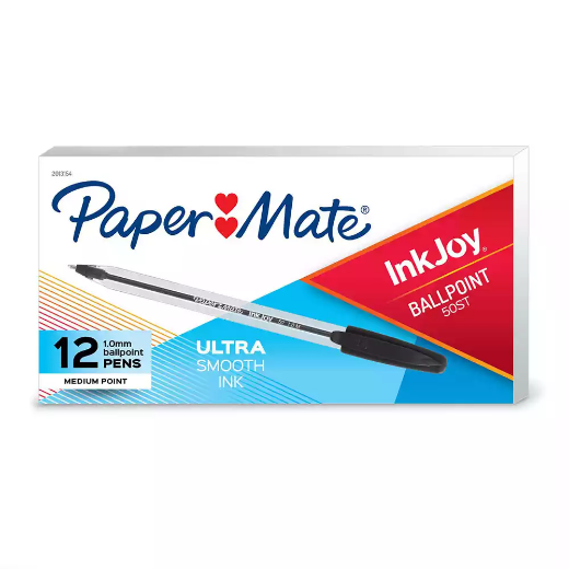 Picture of PAPERMATE INKJOY 100 BALLPOINT PENS MEDIUM BLACK BOX 12